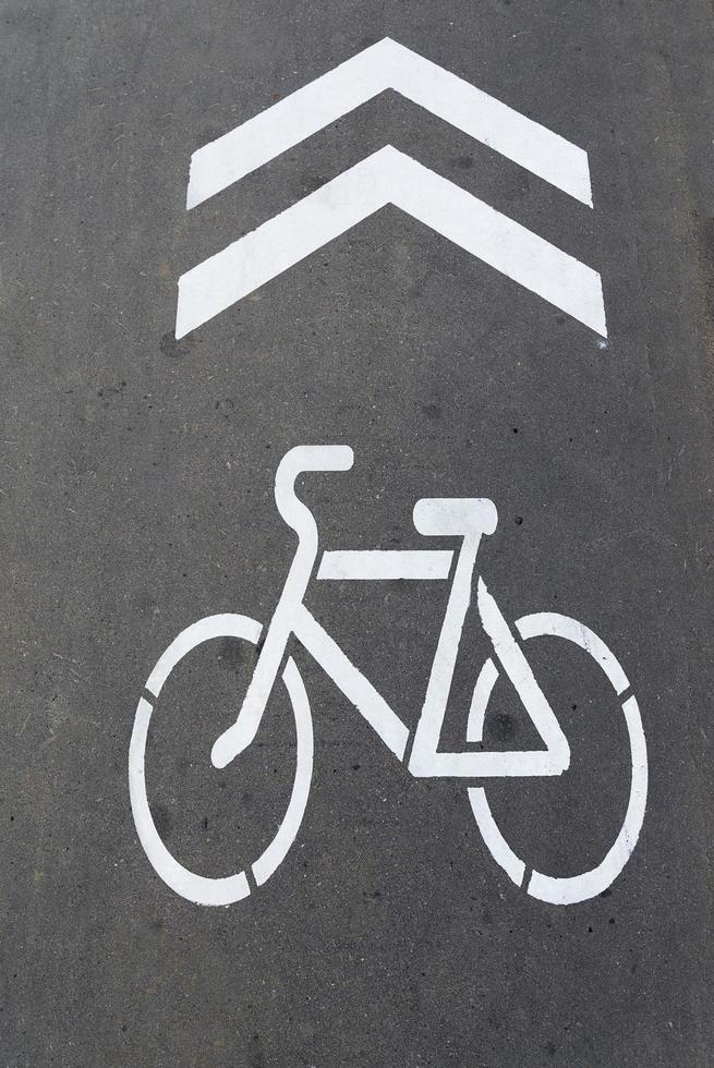 The Bicycle icon is drawn on the asphalt. photo