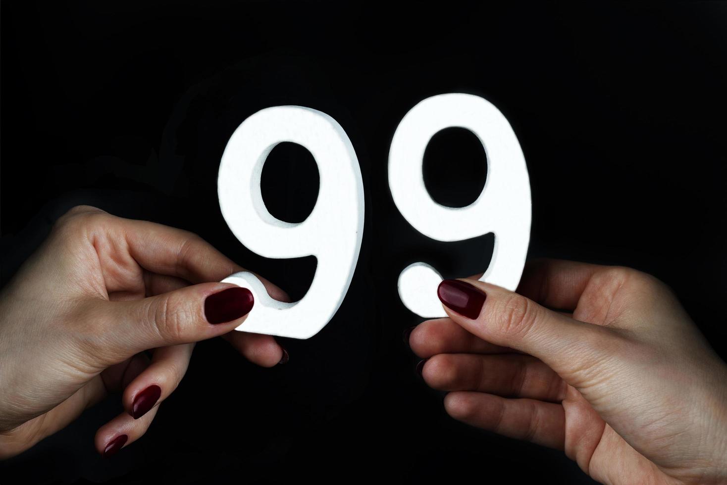 To female hands the number ninety-nine. photo
