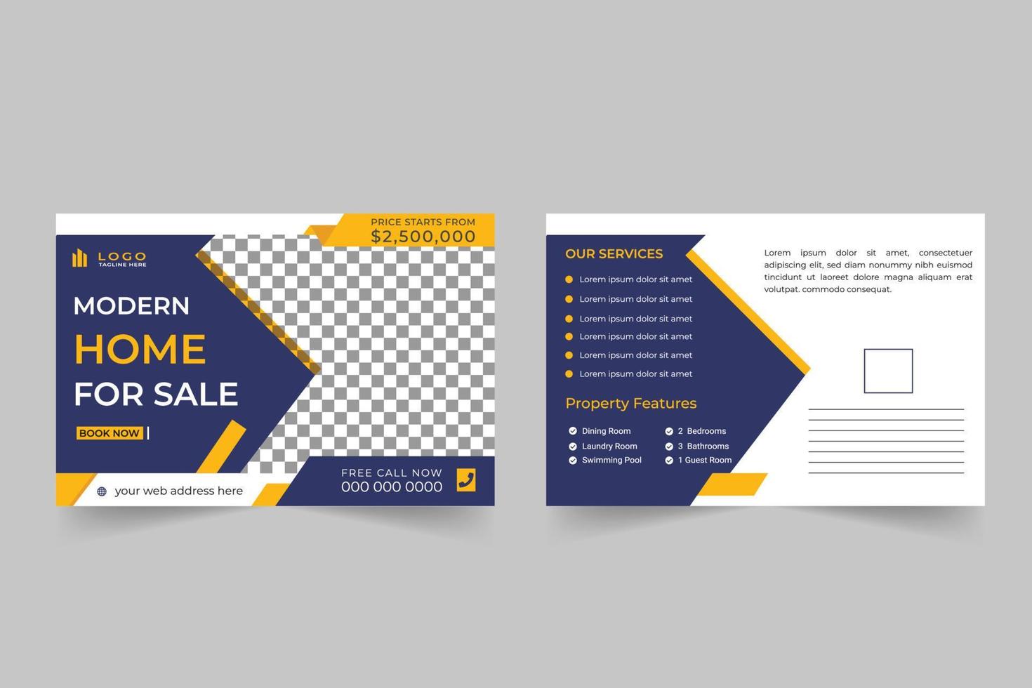 Real estate postcard template design for advertising vector