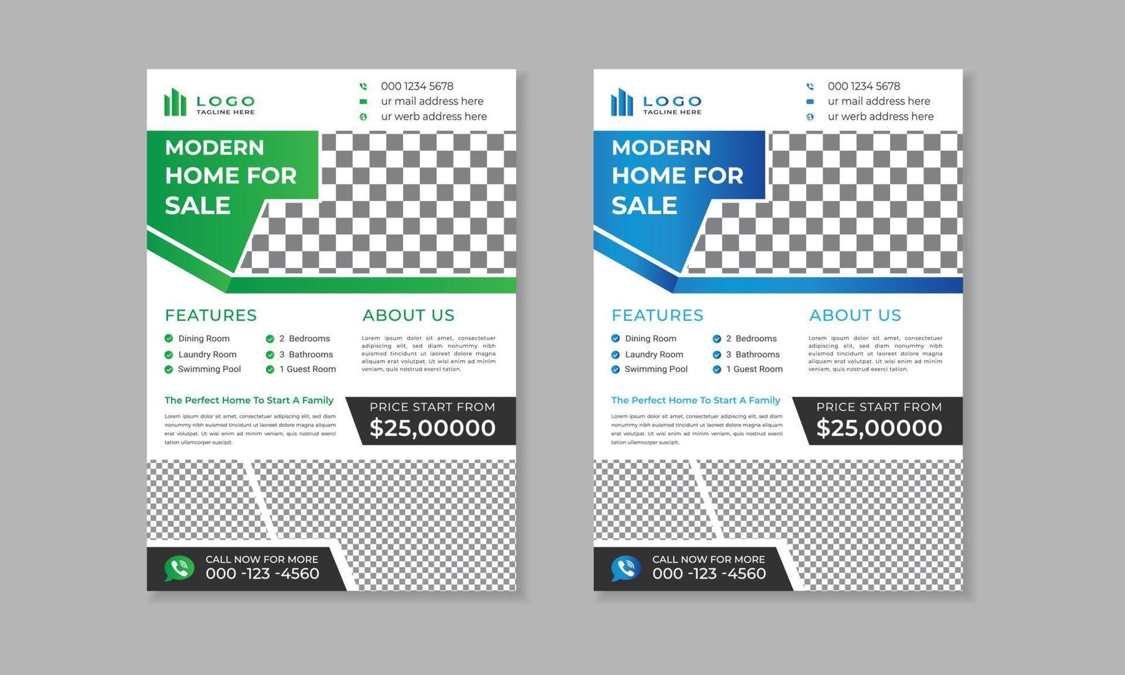 Modern home for sale real estate flyer template design for advertising vector