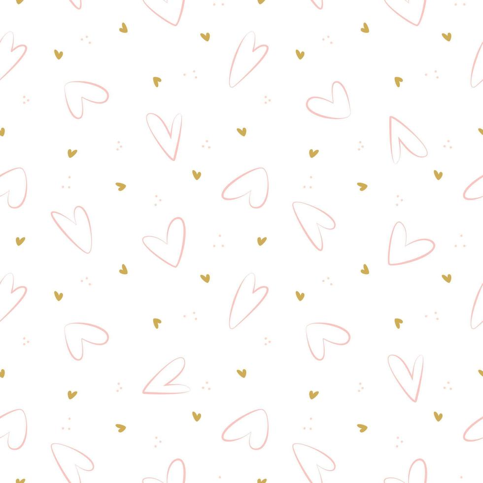 Cute Seamless Pattern with Hearts. Sweet Repeating texture for little girl textile and wallpaper design, wrapping paper, background, Wedding and Valentine day greeting and invitation cards decoration vector