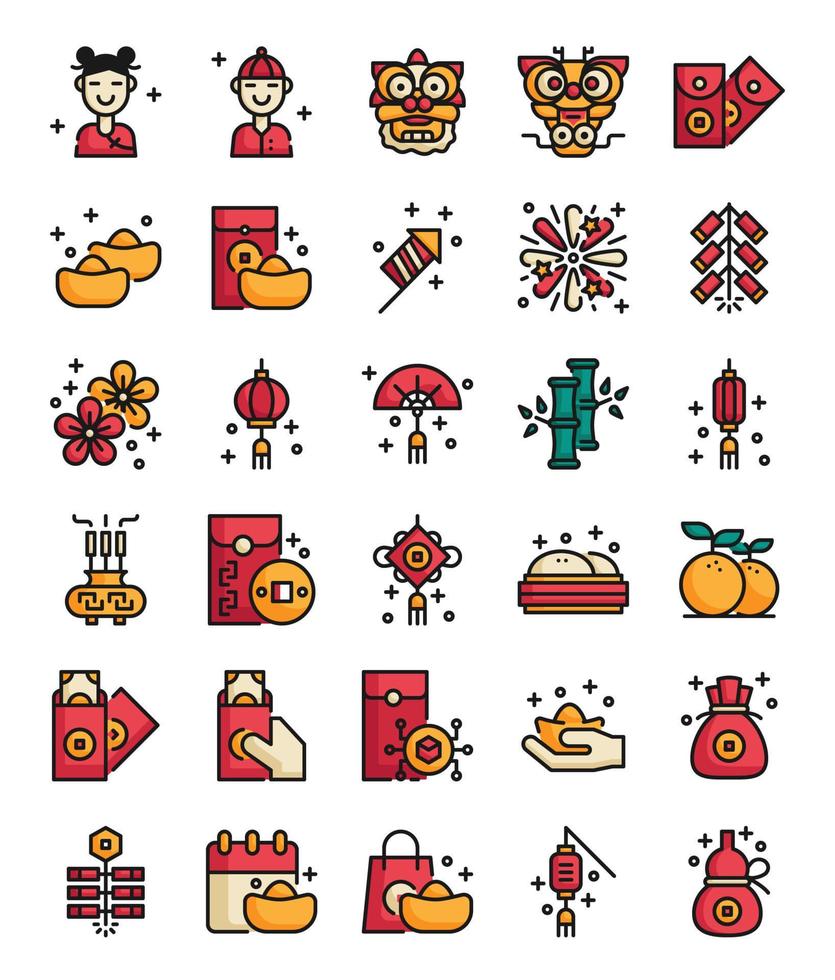 chinese new year filled outline icon vector