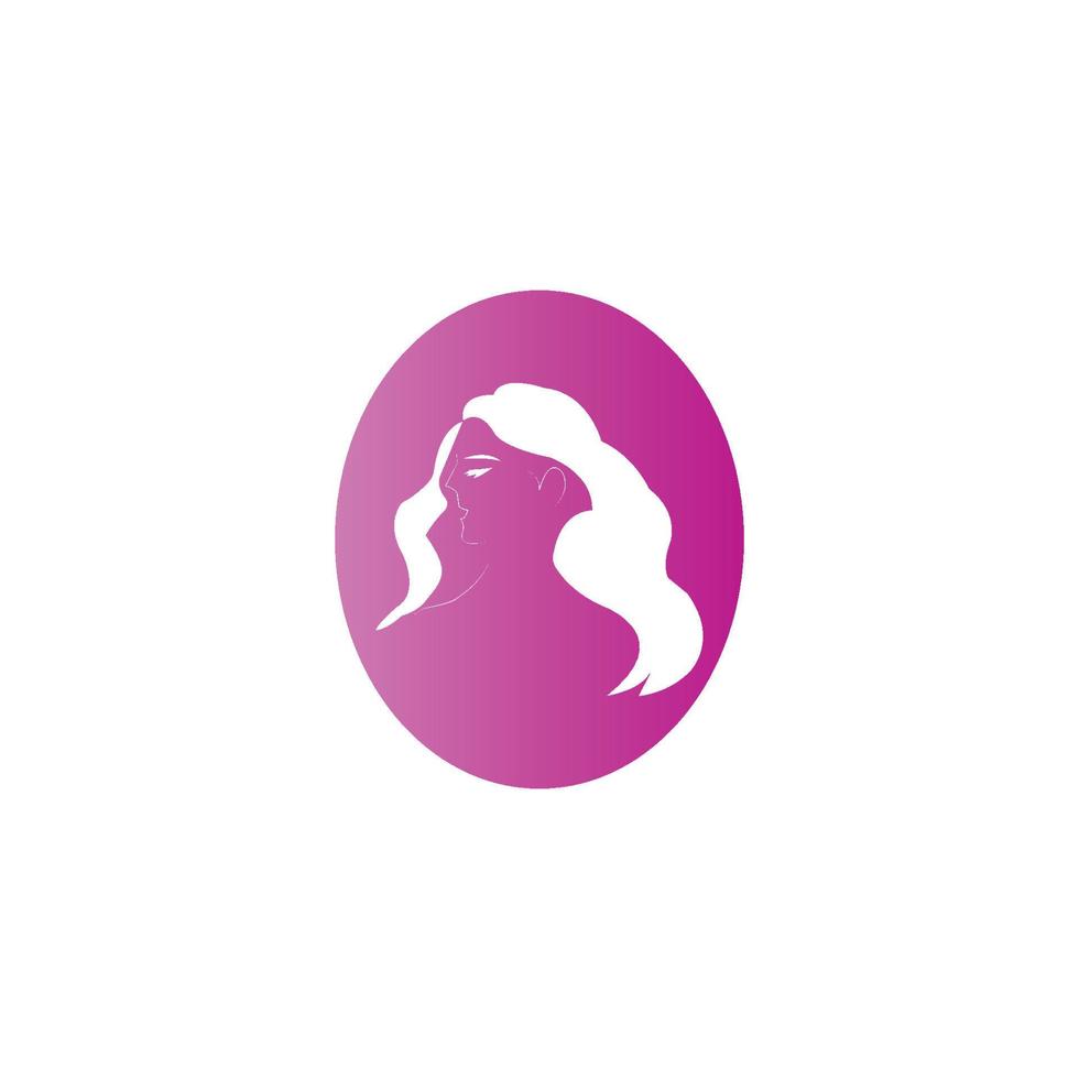 mujer cara silueta personaje ilustración logo icono vector