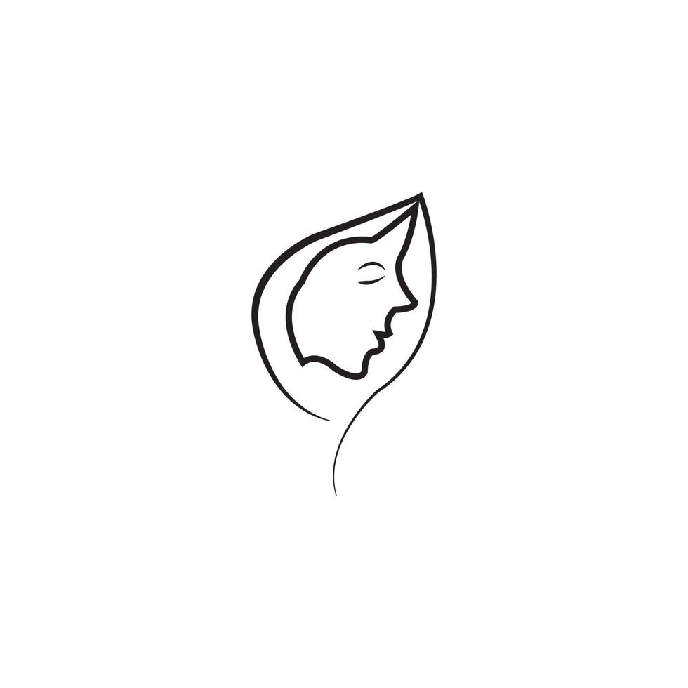 Woman face silhouette character illustration logo icon vector