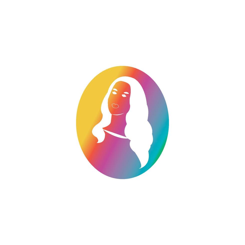 mujer cara silueta personaje ilustración logo icono vector