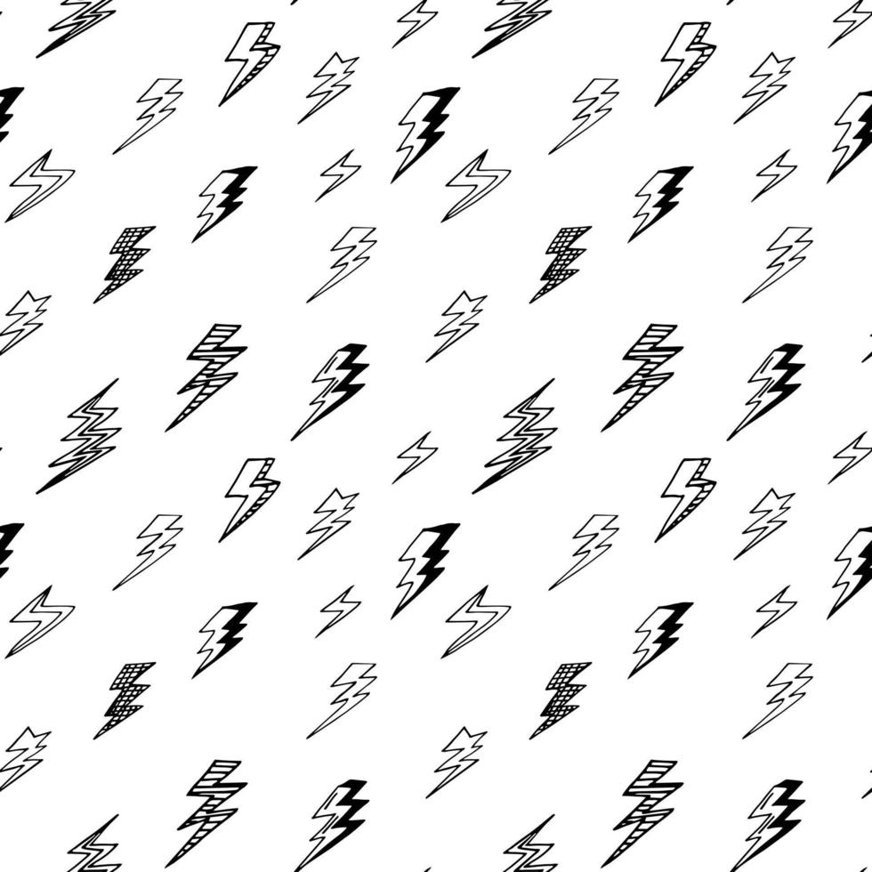 lightning seamless pattern hand drawn doodle, . wallpaper, textile, wrapping paper background vector