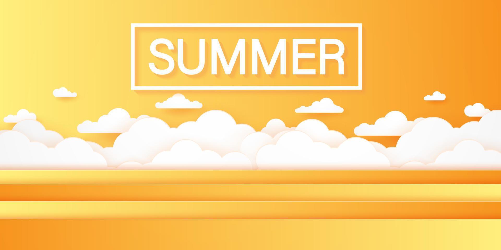 Summer Time, Cloudscape, cloudy sky, paper art style vector