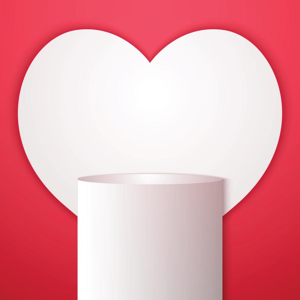 round podium or pedestal, minimal product heart shape background, template mock up for display, valentines day, geometric shape vector