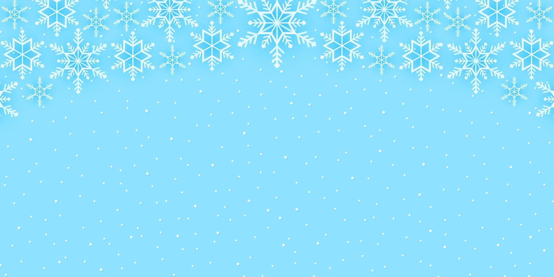 Merry Christmas, snowflakes pattern background, snow falling banner, copy space, paper art style vector