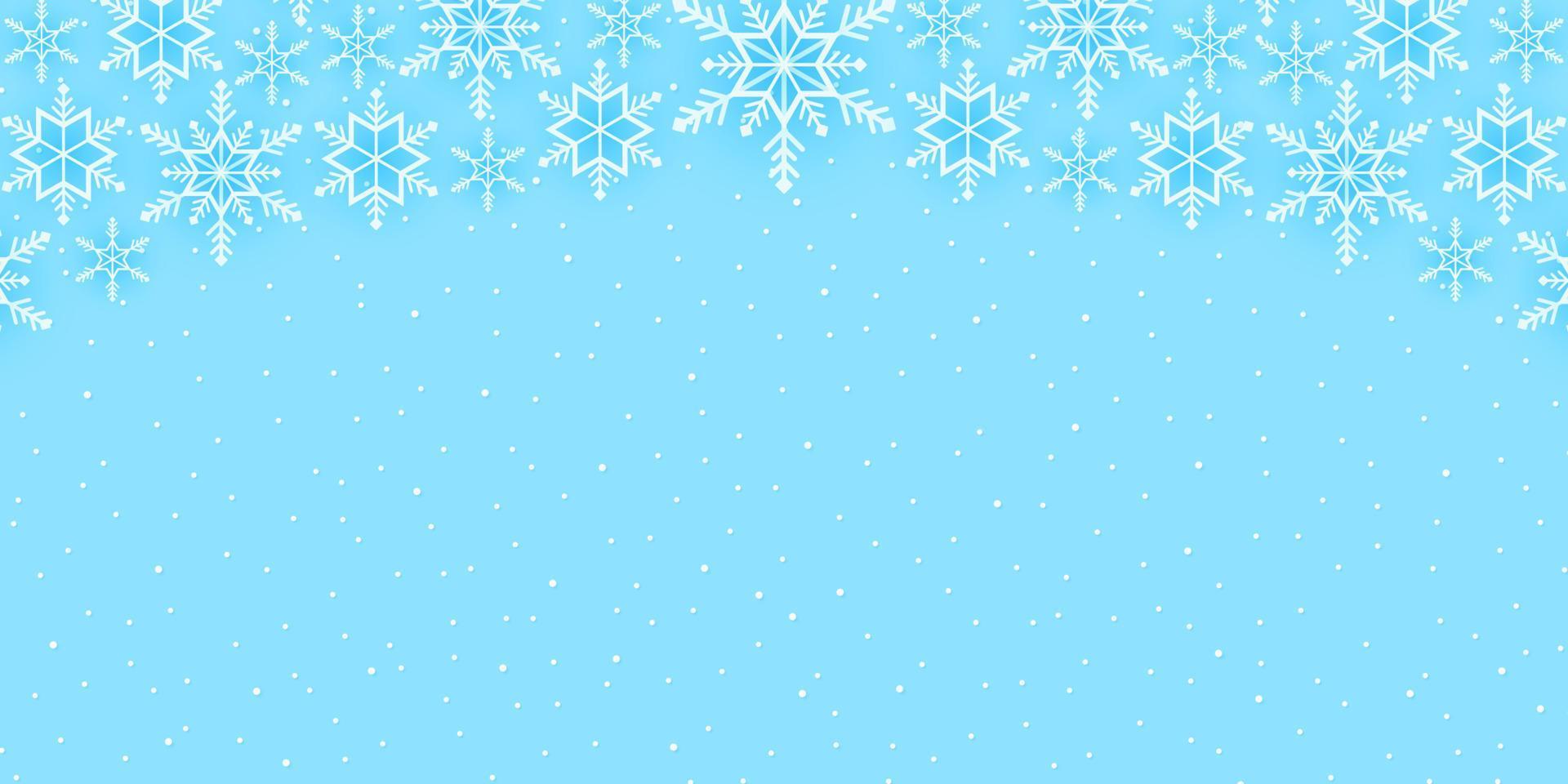 Feliz Navidad, fondo de patrón de copos de nieve, banner de caída de nieve, espacio de copia, estilo de arte en papel vector