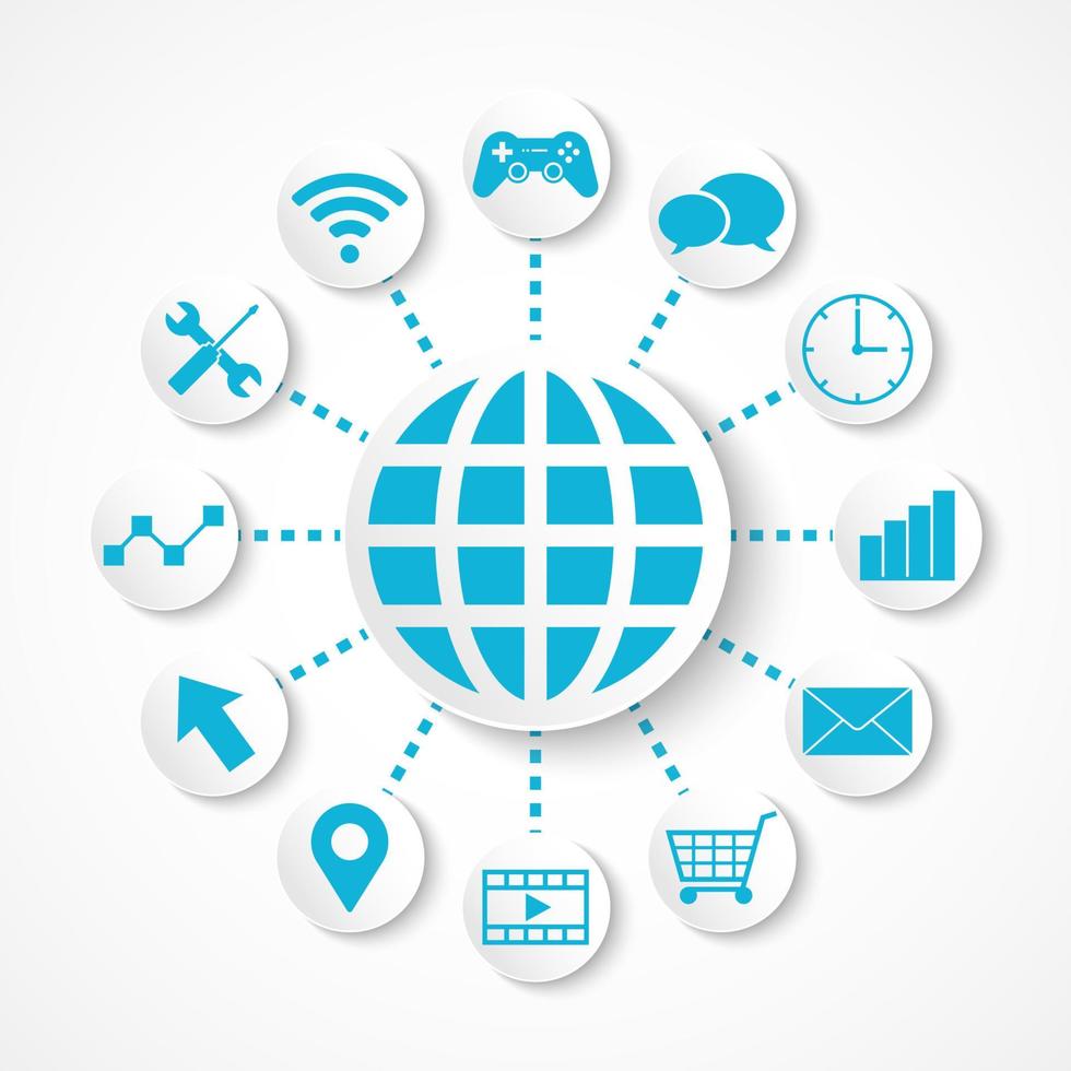 Technology icon , connection concept with globe integrated vector