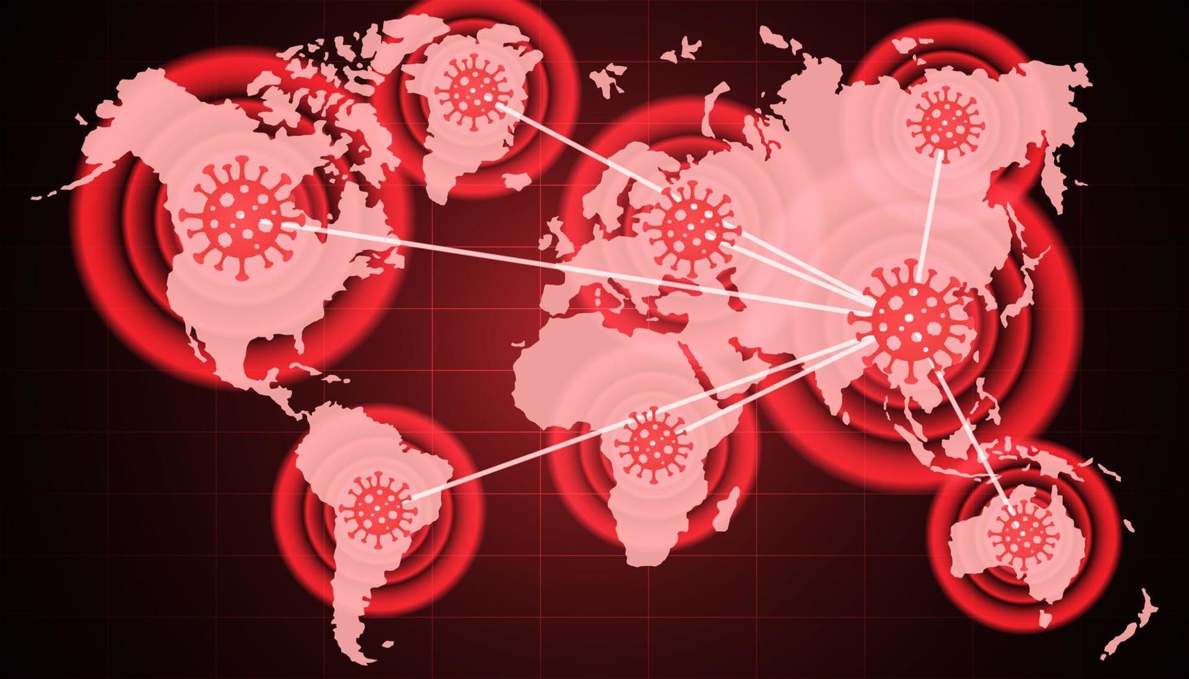 Coronavirus all around the world, the spread of novel coronavirus, Covid-2019, dangerous virus, warning signals show the coronavirus spot, starting point spread to other country, pandemic vector