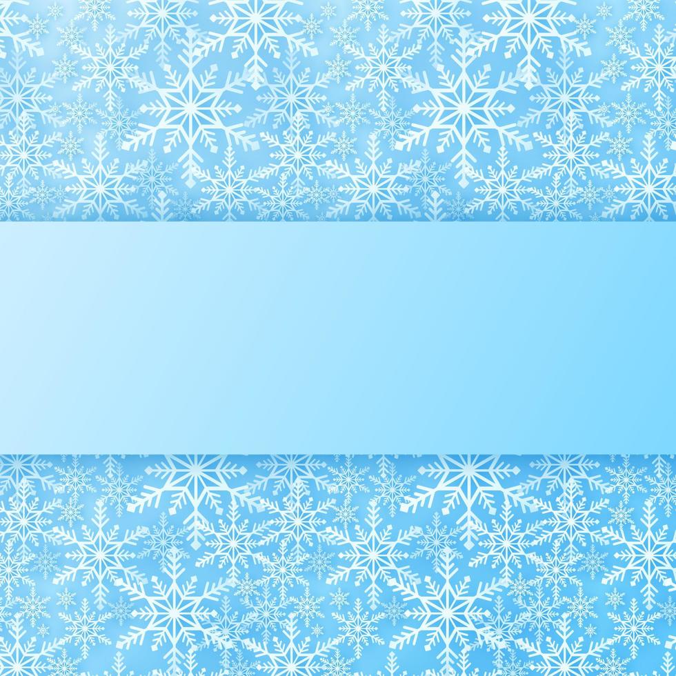 Merry Christmas, snowflakes pattern background with rectangle, snow falling banner, copy space, paper art style vector
