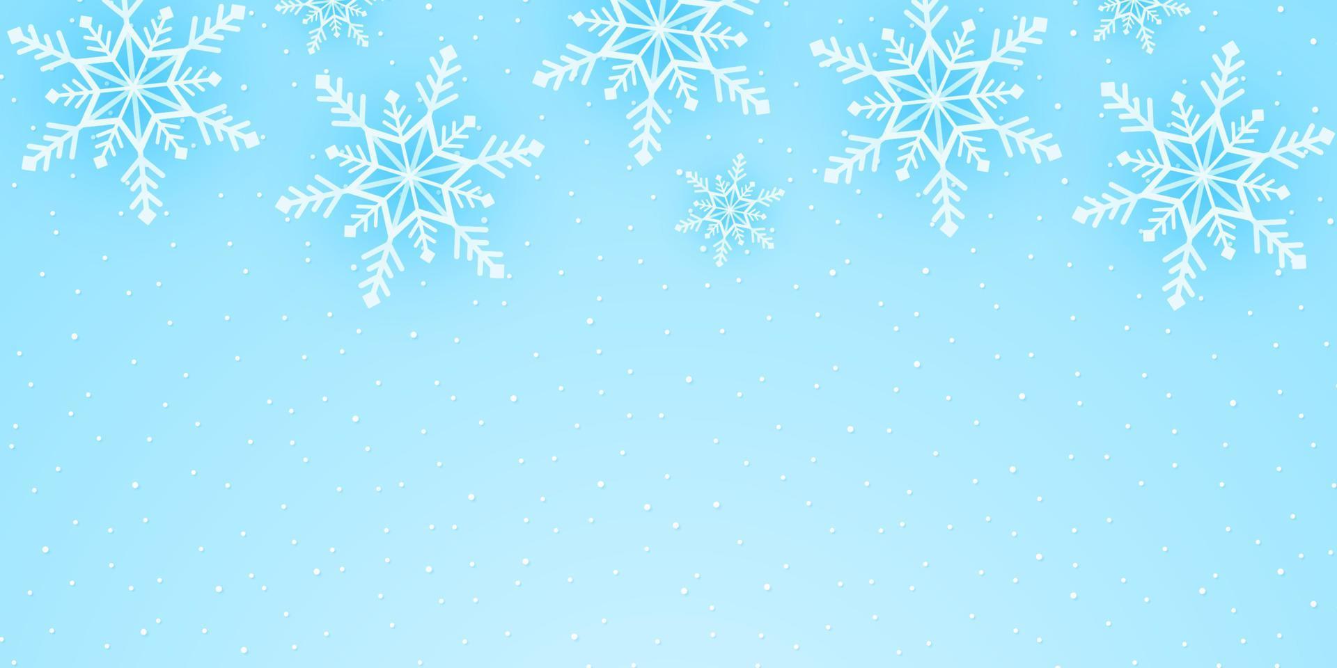 Merry Christmas, snowflakes and snowfall background in paper art style vector