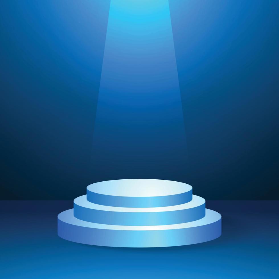 Podium, blue light minimal background, geometric shape vector