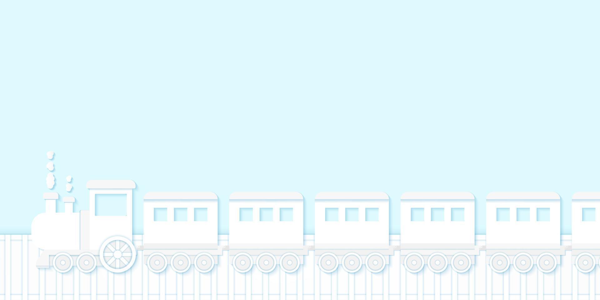 Transportation, Train running on the railway, paper art style vector