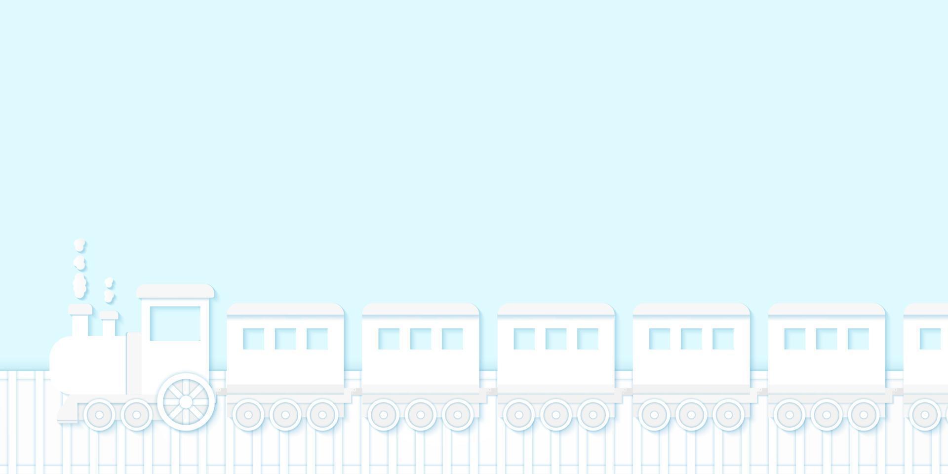 Transportation, Train running on the railway, paper art style vector