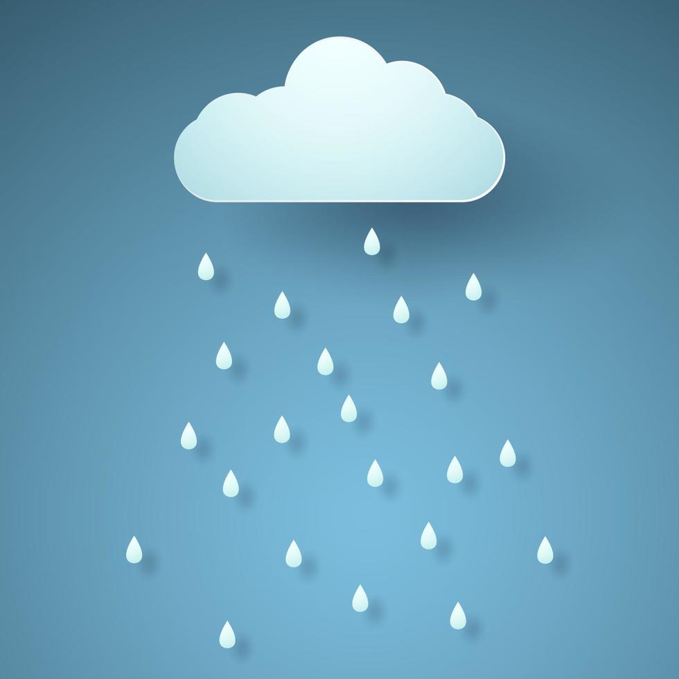 lluvia de ilustración vectorial, estilo de arte en papel vector