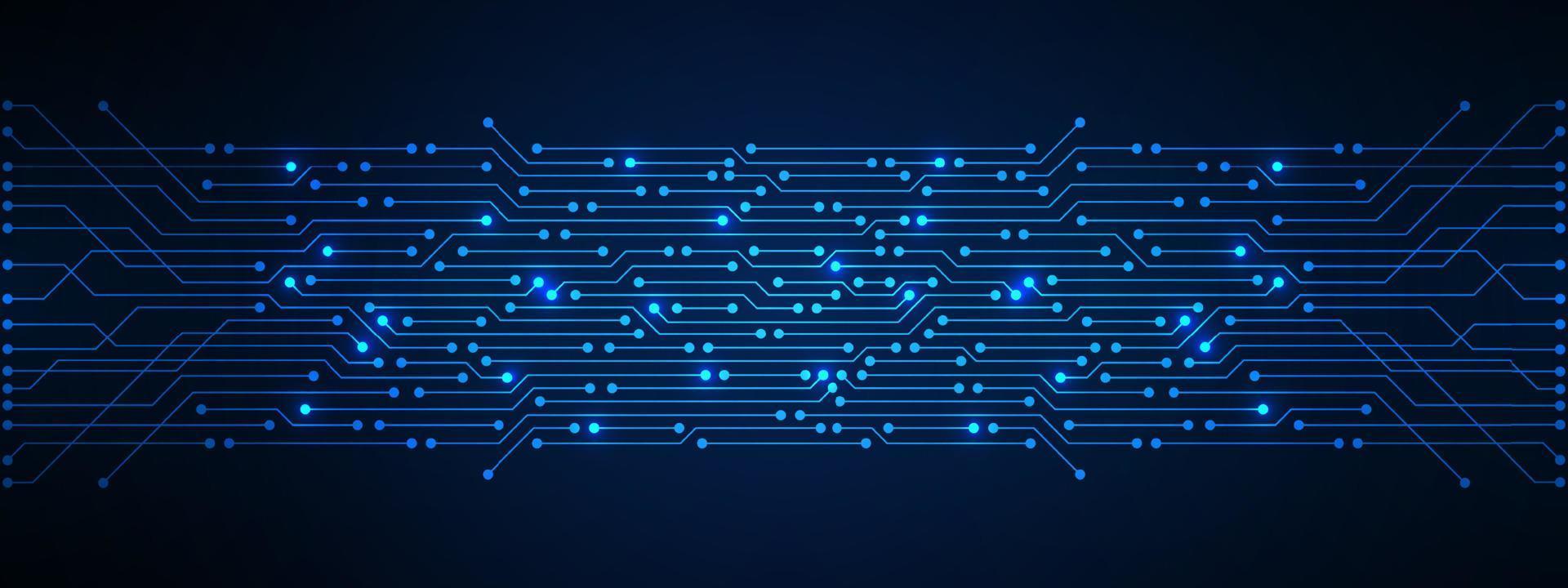 Fondo de tecnología de microchip, patrón de placa de circuito digital azul vector