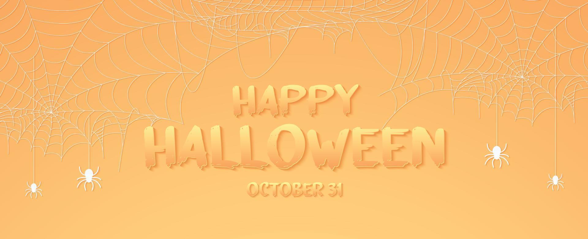 banner de telaraña de halloween, fondo de telaraña con texto vector