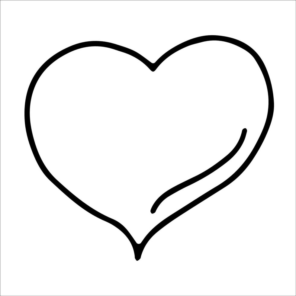 Heart hand drawing line. Muzzles. Isolated heart on a white background. Love , Valentine s day. February 14. Vector illustration