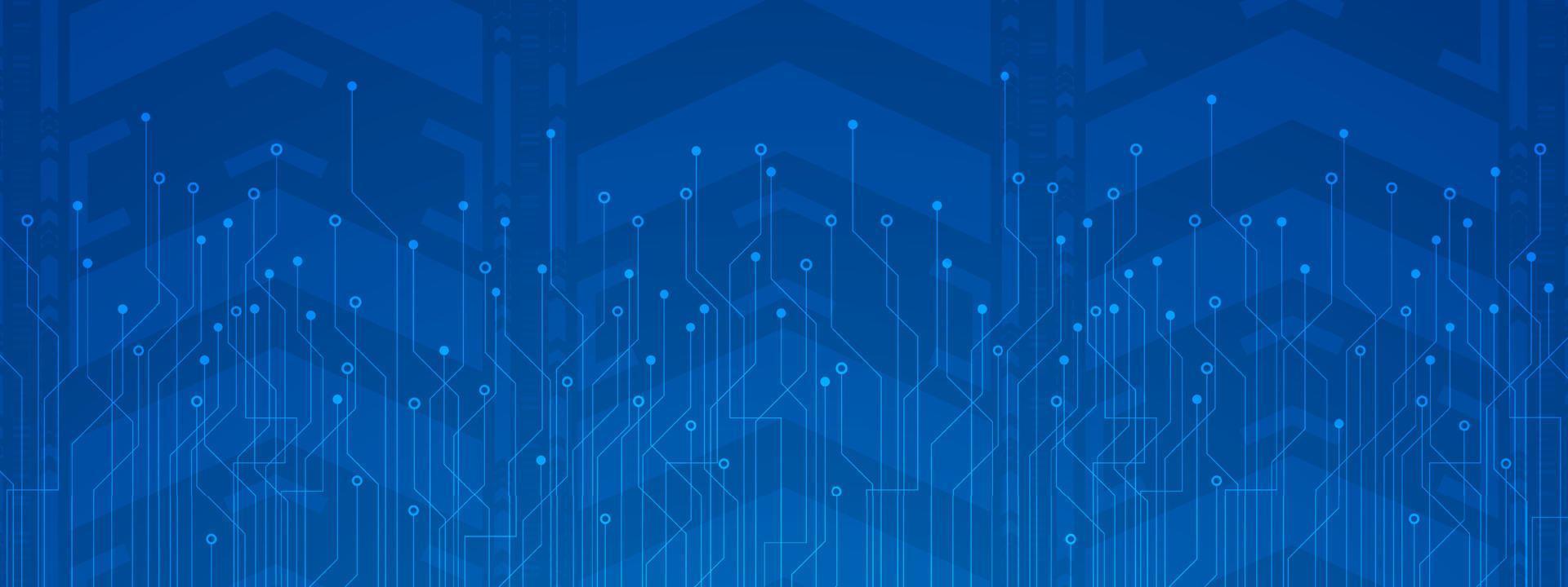 Abstract Technology Background, blue circuit board, digital power line, digital arrow movement background vector