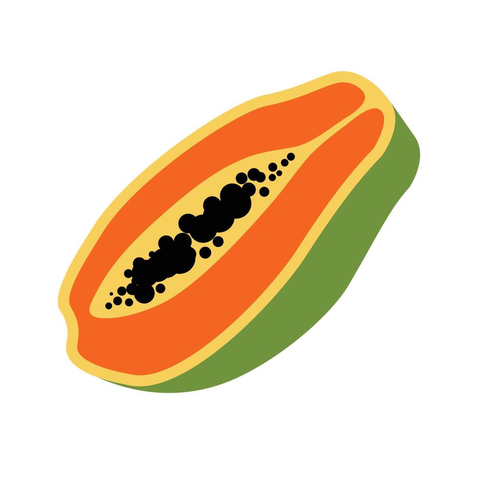 diseño plano de dibujos animados de vector de papaya de fruta