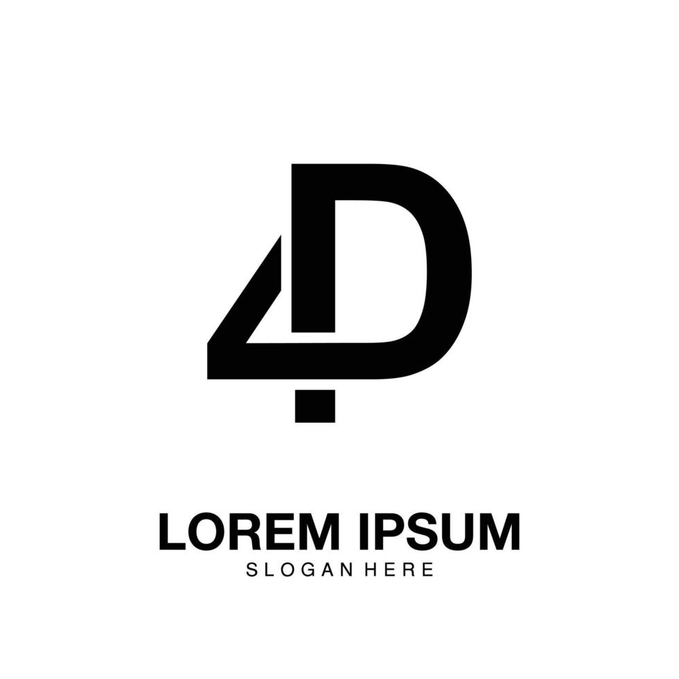 logo 4d minimalista icono vector símbolo diseño plano