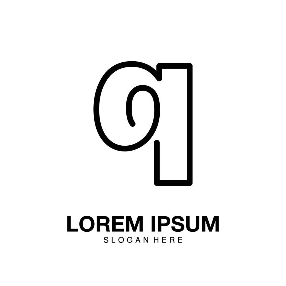 Logo q outline minimalist icon vector symbol flat design