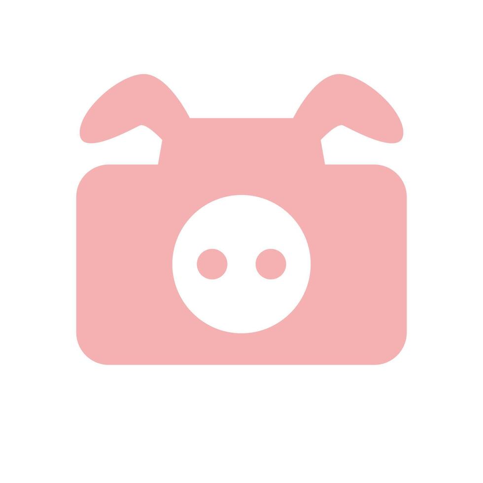 Logo camera pig minimalist icon vector symbol flat design