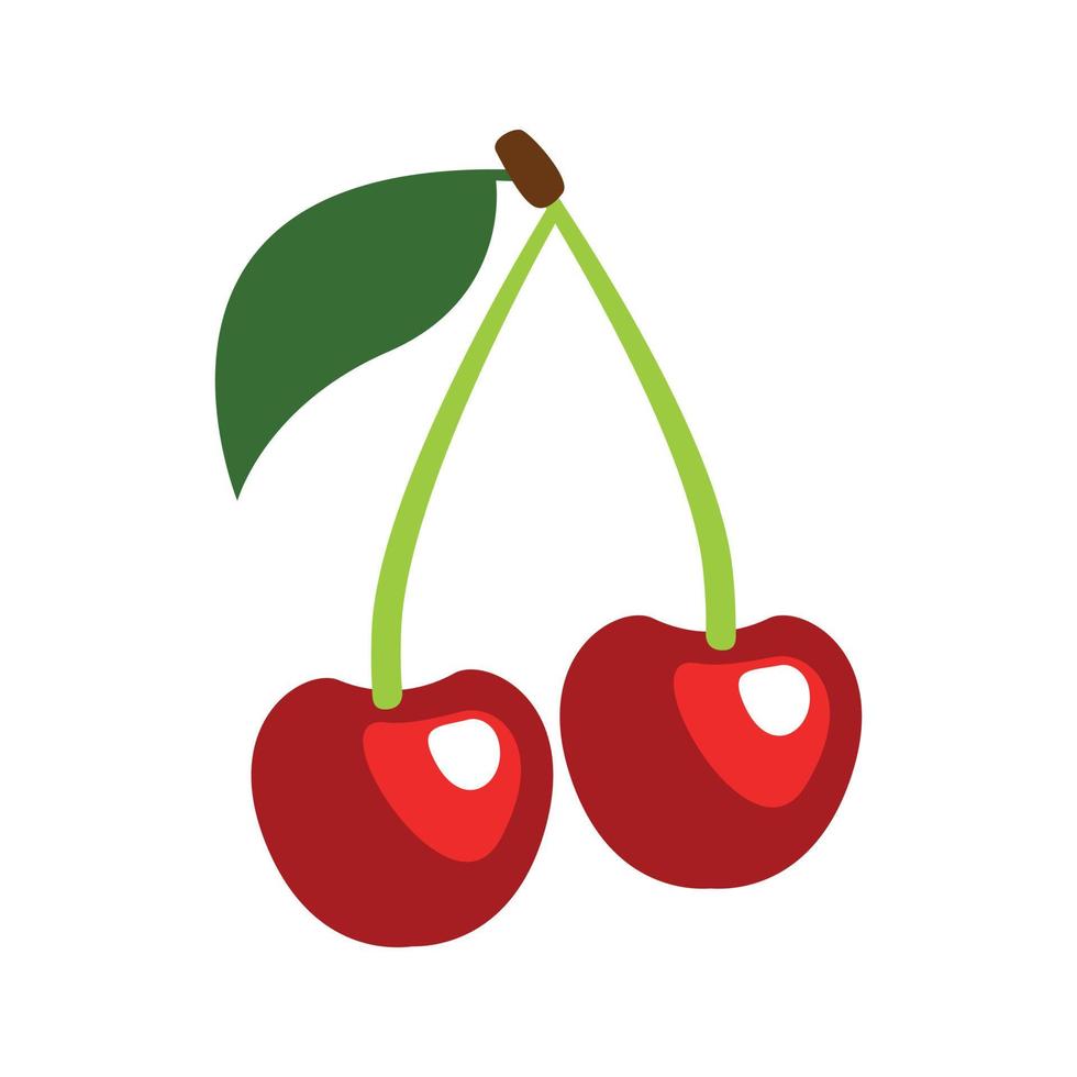 diseño plano de dibujos animados de vector de cereza de fruta