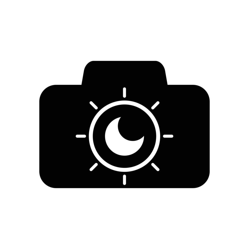 logo cámara modo noche minimalista icono vector símbolo diseño plano