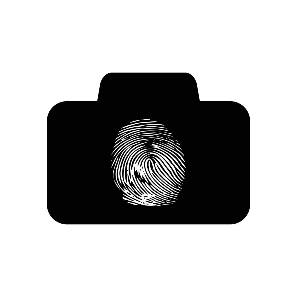 Logo fingerprint camera minimalist icon vector symbol flat design