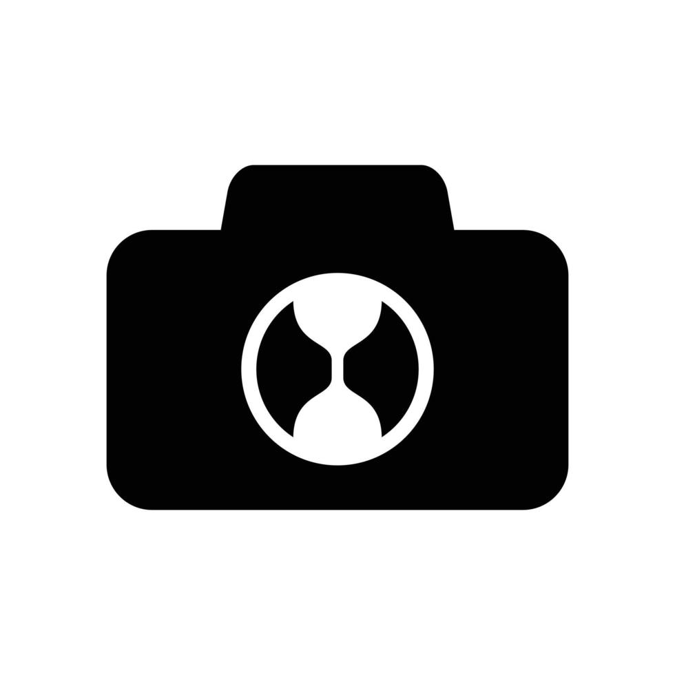 Logo camera hourglass minimalist icon vector symbol flat design