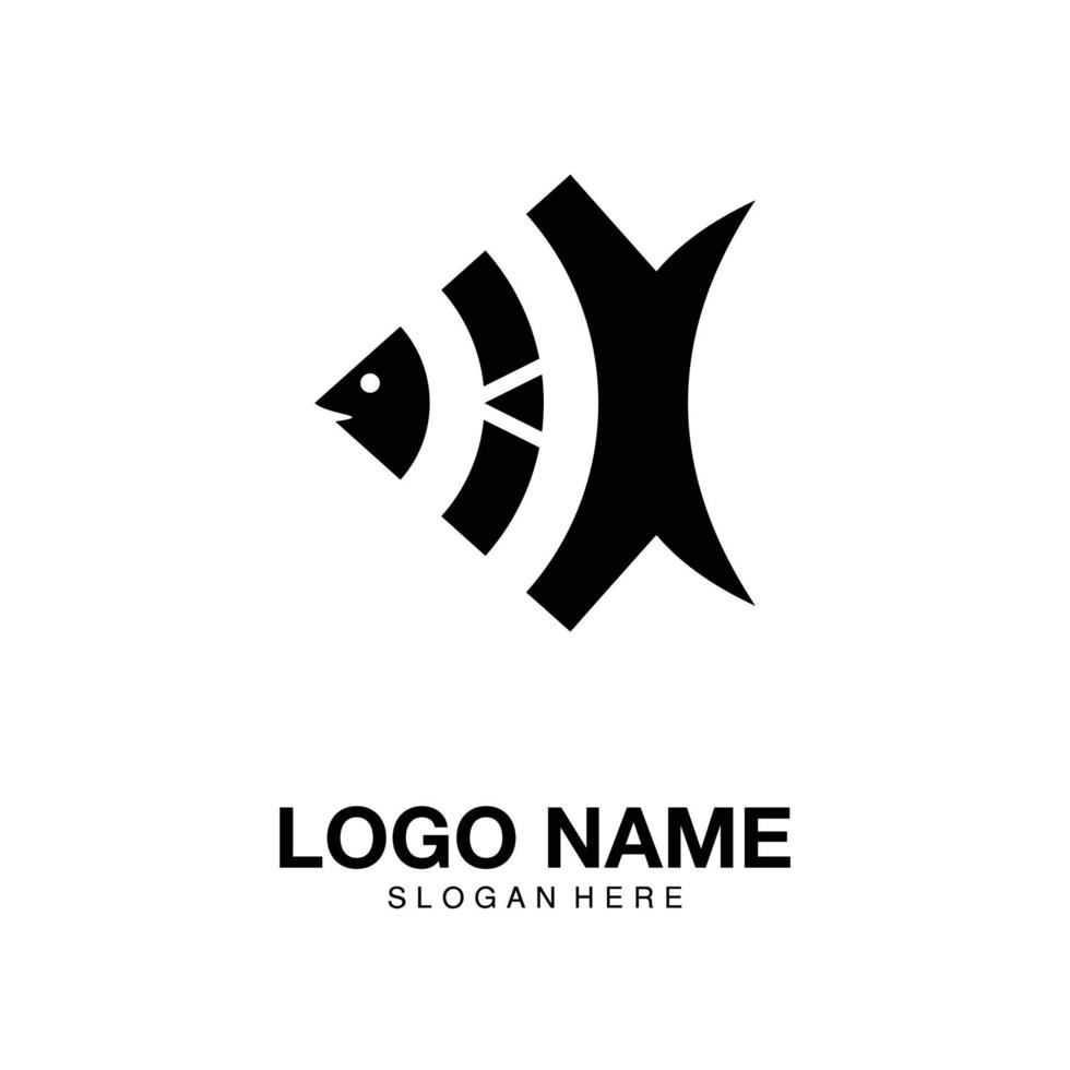 Logo fish WiFi minimalist icon vector symbol flat design