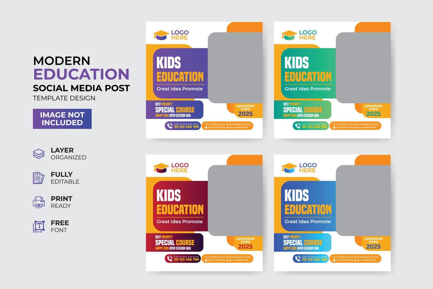 Creative and modern education admission social media post template vector