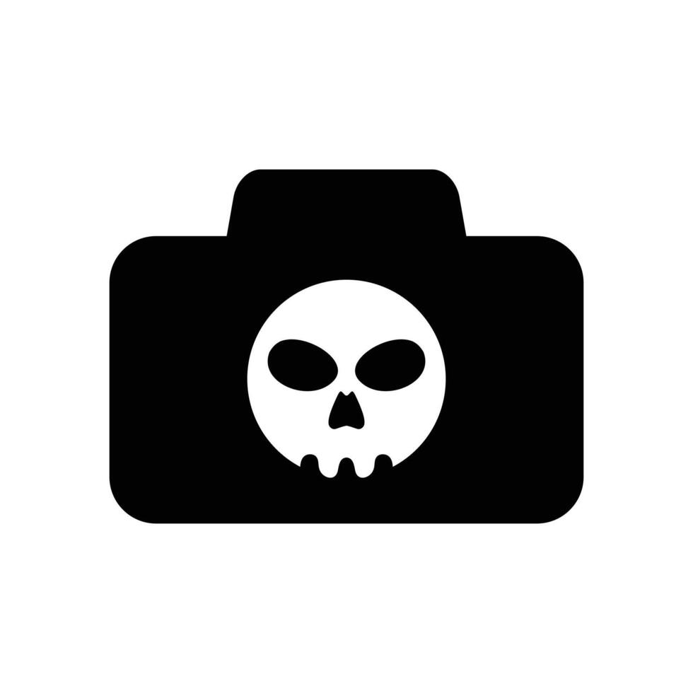 Logo camera head skull minimalist icon vector symbol flat design