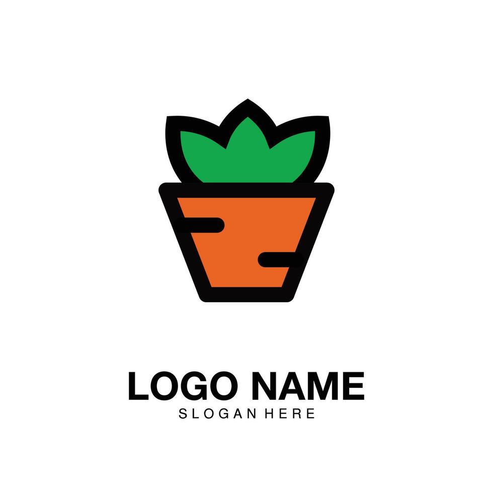 logo pot zanahoria icono símbolo vector ilustración