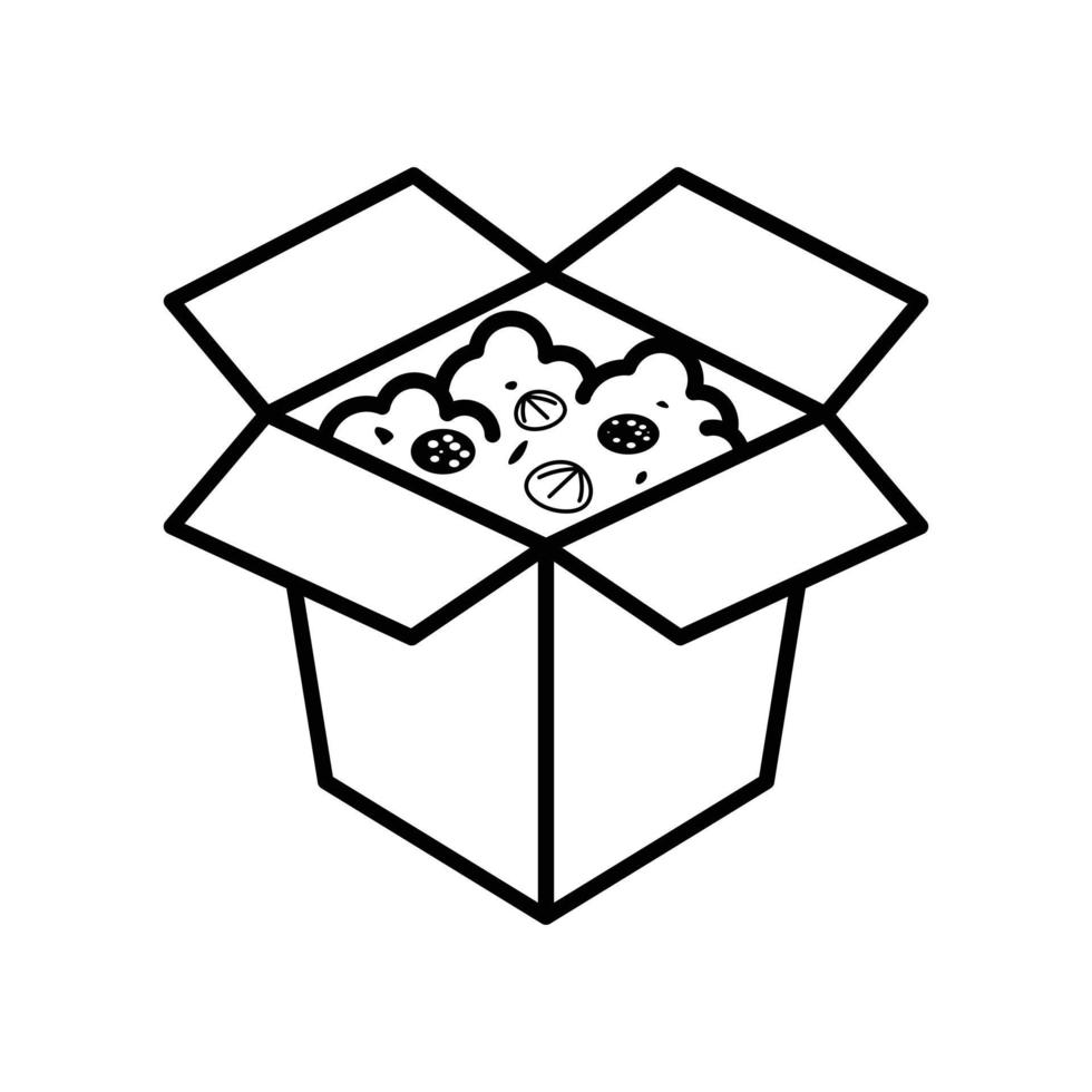 Rice Box Outline Icon Logo. Vector Illustration