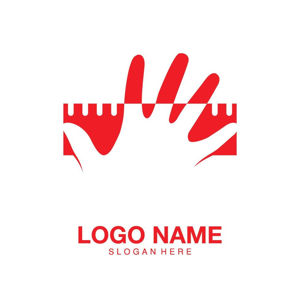 logo mano y reglas minimalista icono vector símbolo diseño plano