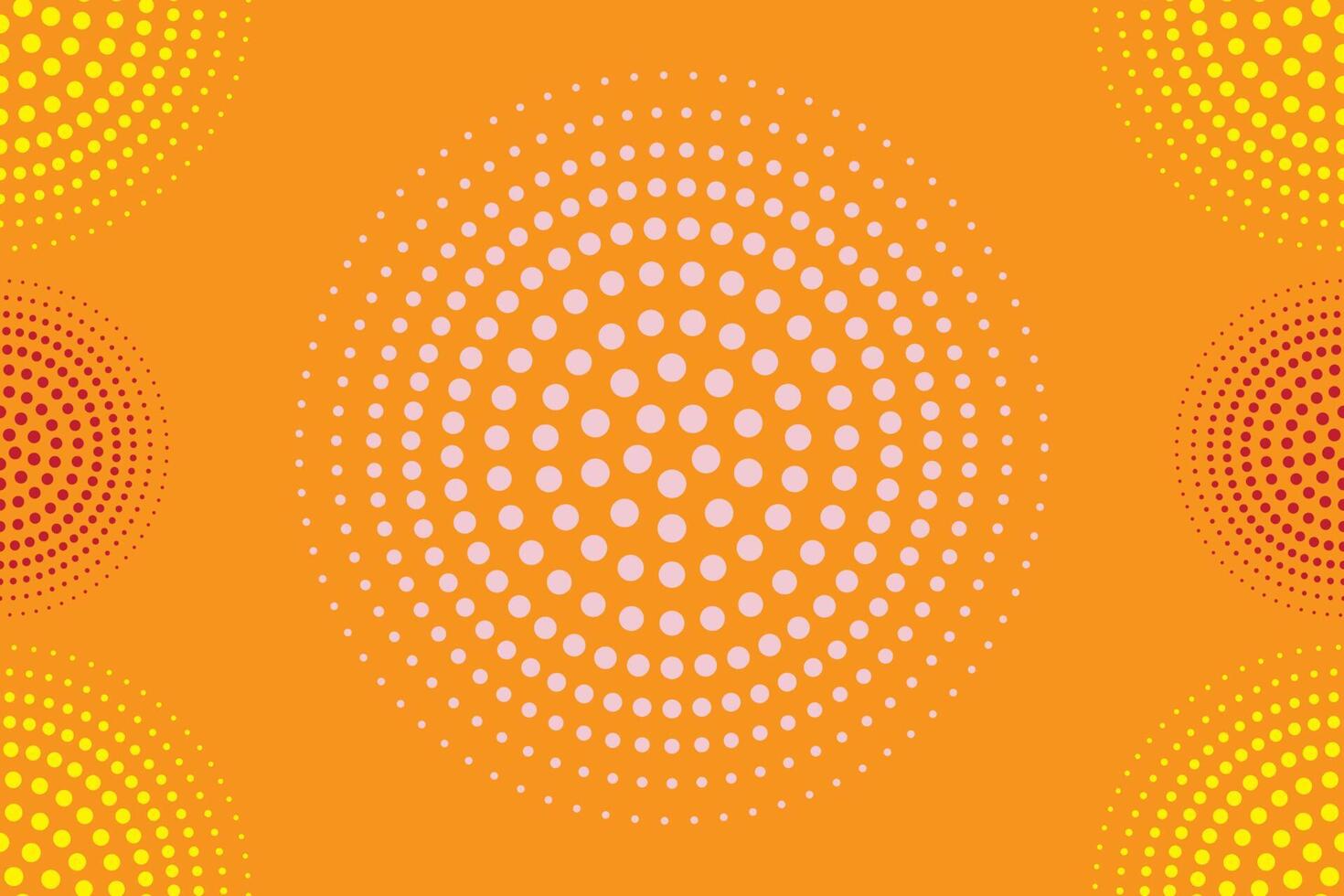 Seamless pattern with round shape, white, yellow and red color on orange background.Vector illustration. vector