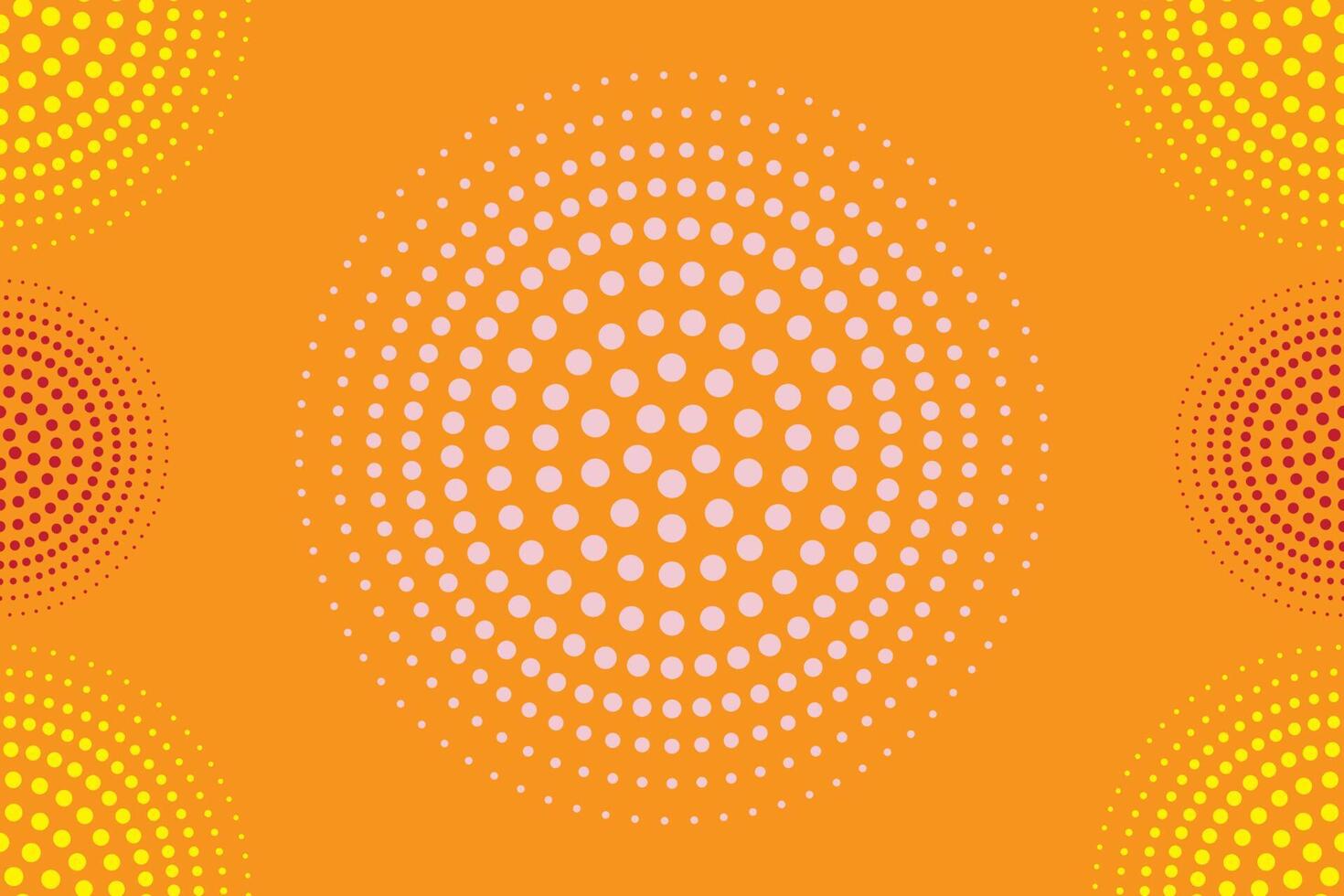 Seamless pattern with round shape, white, yellow and red color on orange background.Vector illustration. vector