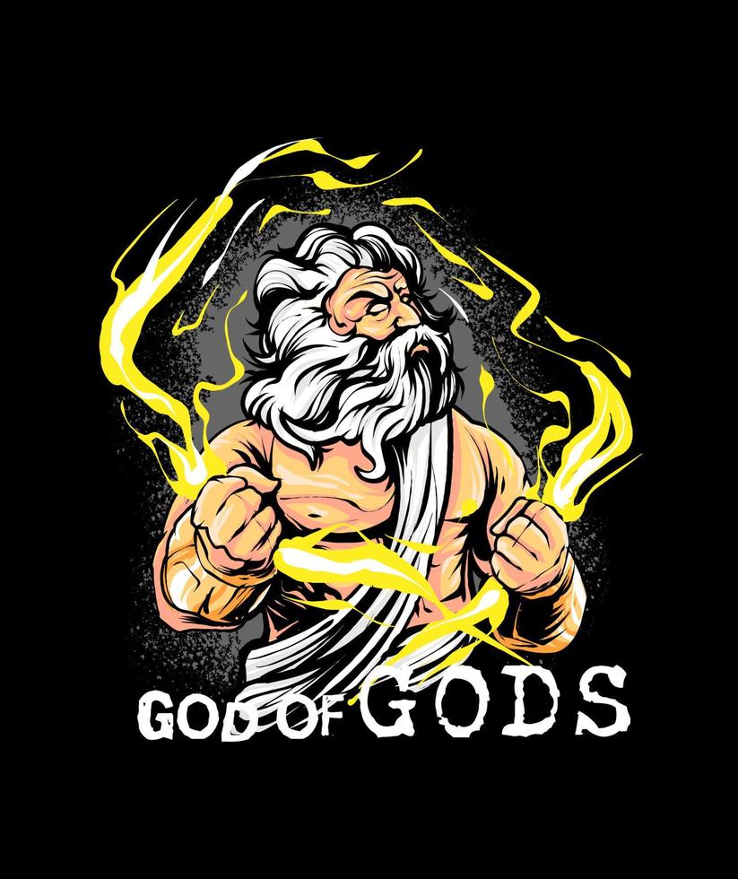 Angry Zeus Illustration vector