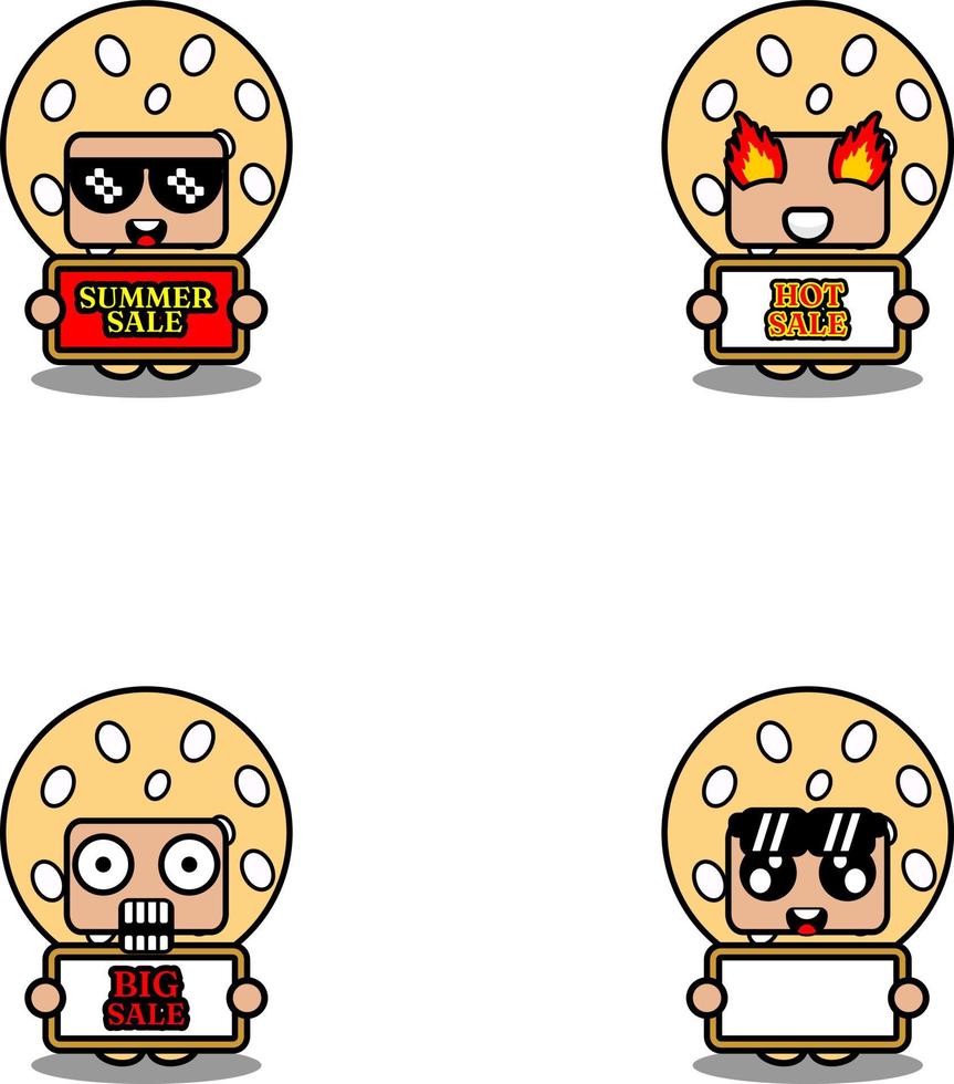 vector cute cartoon character mascot costume sesameball food set summer sale bundle collection