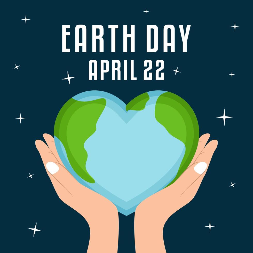 Hands with world, nature earth day vector illustration