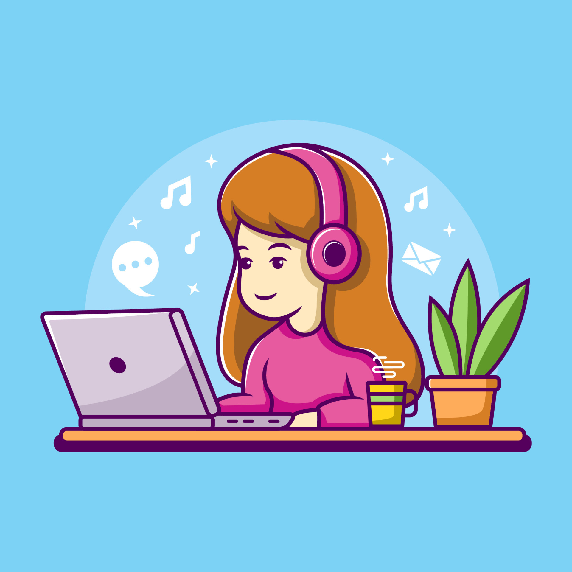 Woman working on laptop illustration. work from home cartoon character 5211079 Vector Art at Vecteezy Woman working on laptop illustration. work from home cartoon character 5211079 Vector Art at Vecteezy