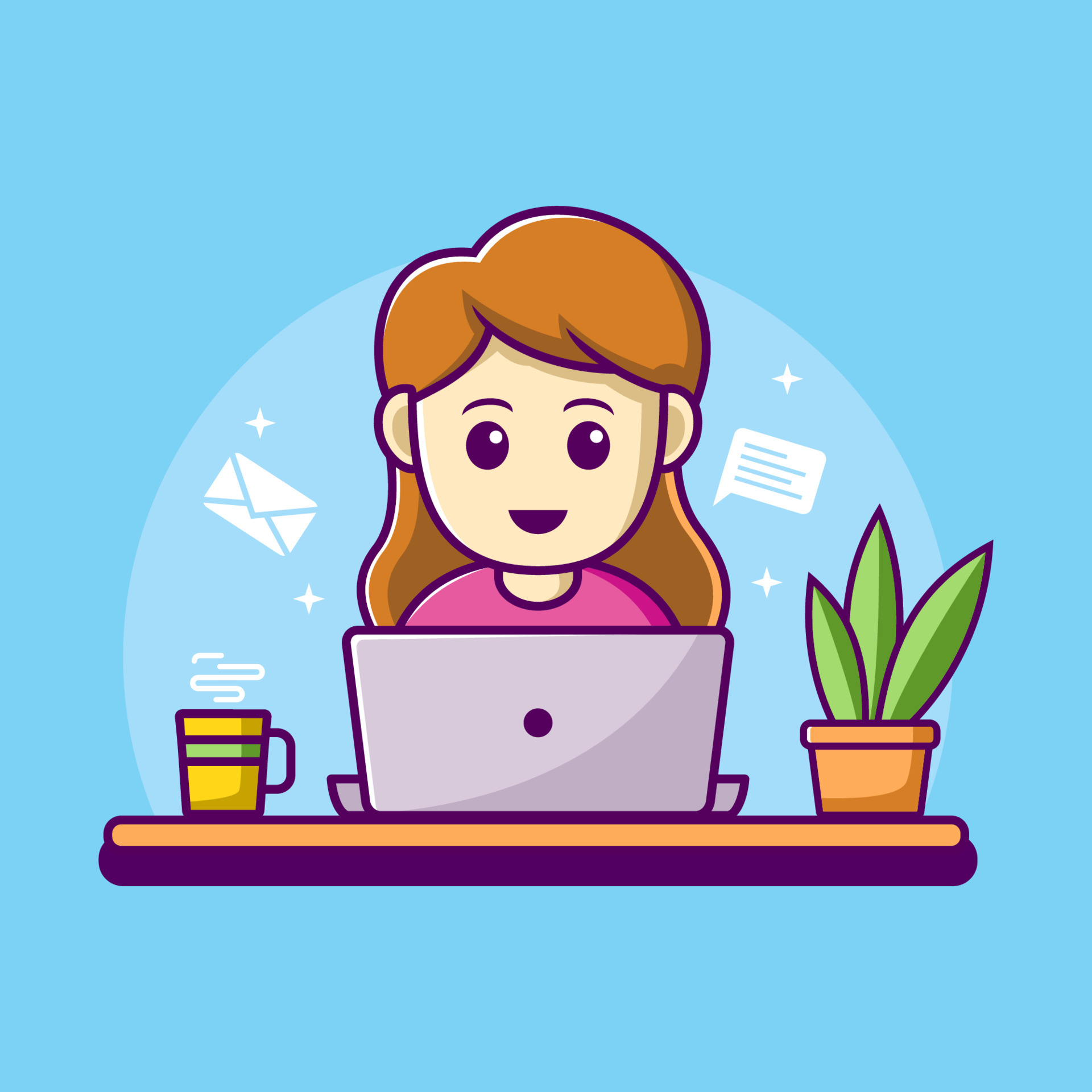Woman working on laptop illustration. work from home cartoon character 5211080 Vector Art at Vecteezy Woman working on laptop illustration. work from home cartoon character 5211080 Vector Art at Vecteezy