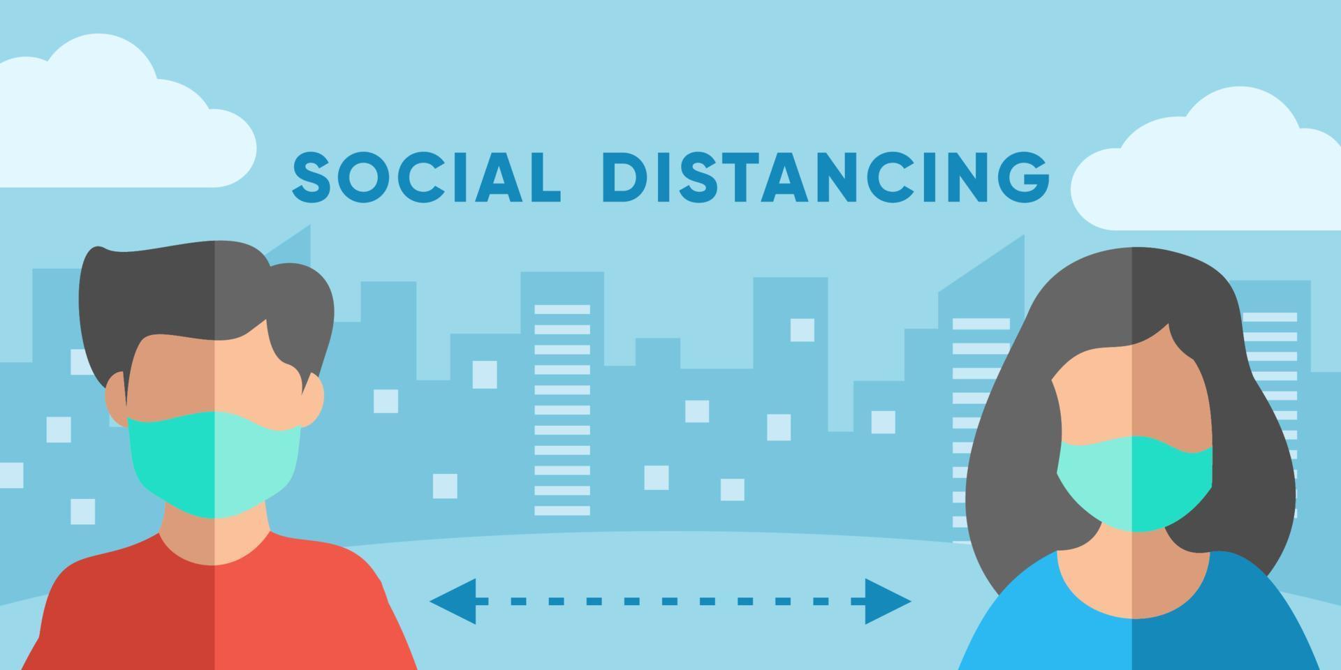 social distancing vector illustration