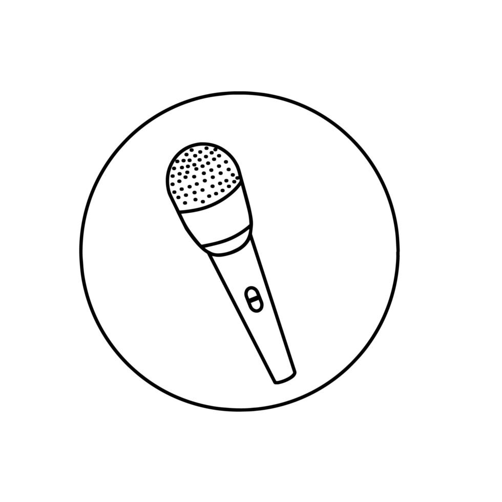 Continuous Line Drawing of Vector wired microphone icon thin line for web and mobile, modern minimalistic linear design.