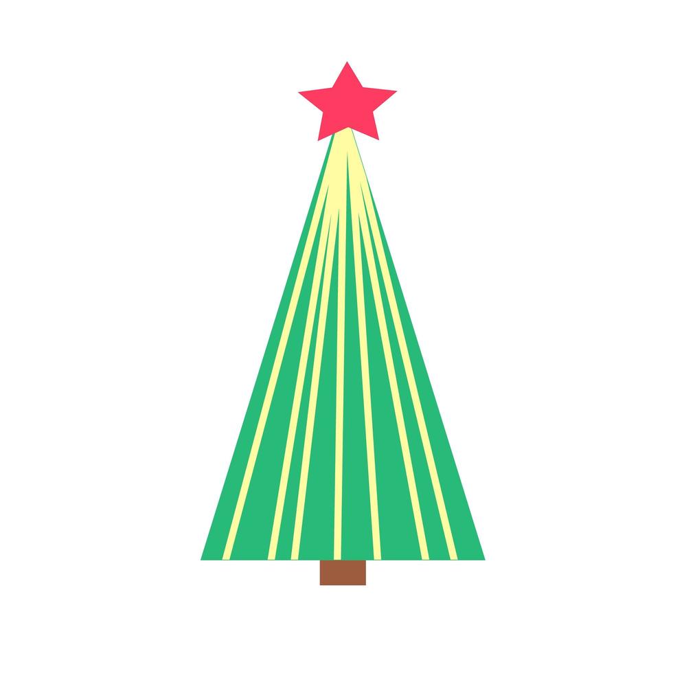 árbol de navidad triangular simple como símbolo de un feliz año nuevo, una celebración divertida de las vacaciones de navidad. destellos de joyas ligeras. vector